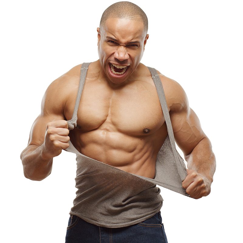 Akin Ajamu - Body - Gray Buttup Up Dark Blue Jeans 02